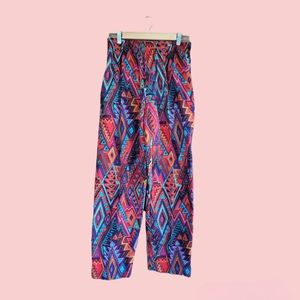 ⚜️VINTAGE⚜️CHOCO CHOCO BOHO MULTICOLOR GEO PRINT PANTS WOMENS SIZE MEDIUM